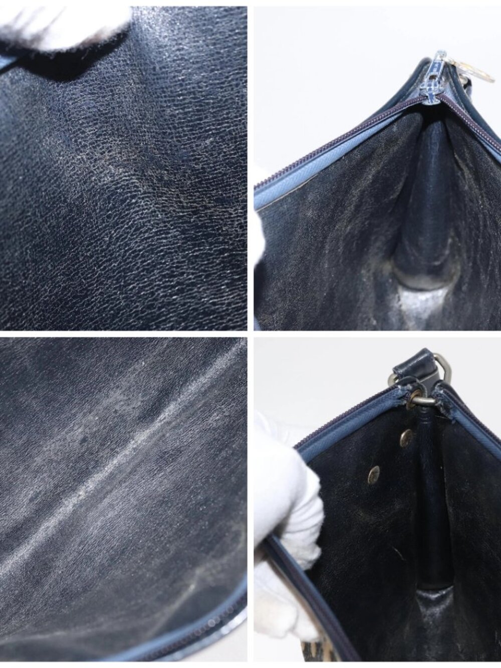 Christian Dior Trotter Canvas Shoulder Bag Navy Gold Auth 164287 - Picture 15 of 16